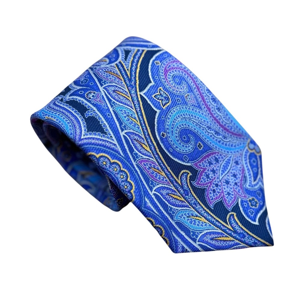 Tommy Hilfiger Paisley 100% Silk Necktie Mens One Size Luxury Business Formal